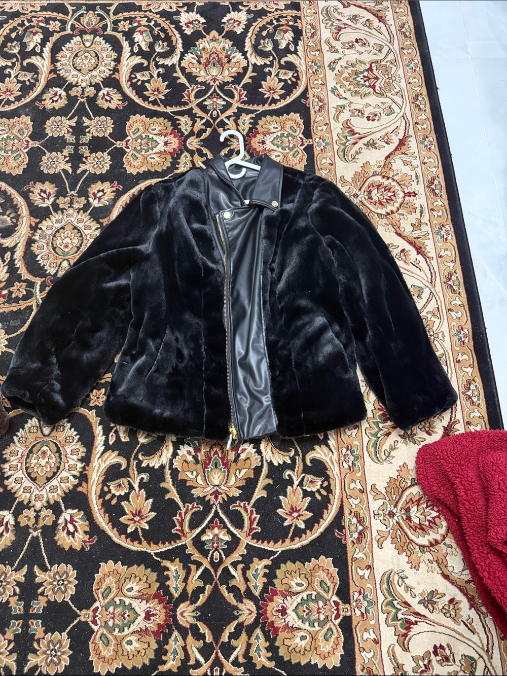 IMAN Black Faux Fur Moto-Style Jacket